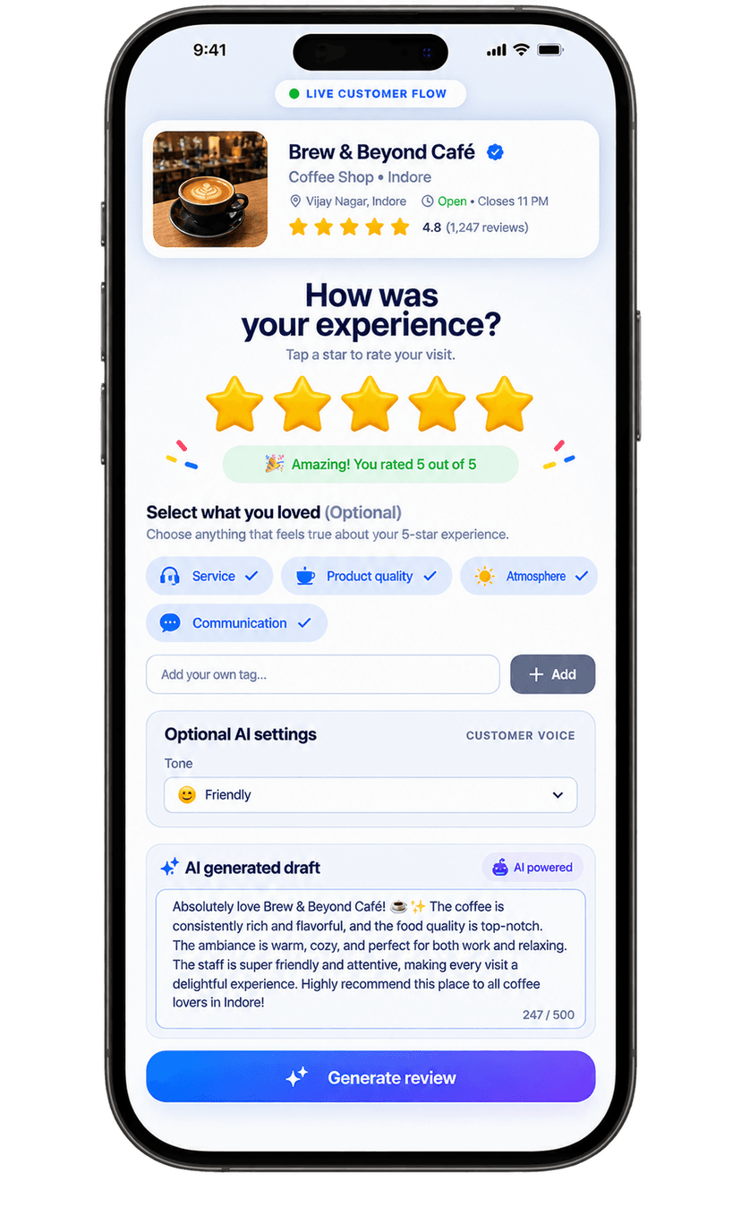 Customer review flow on phone